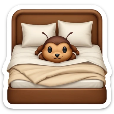 Bug snuggled in bed sticker