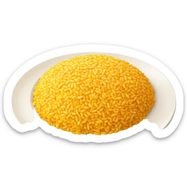 yellow rice on a white flat plate as pixel art sticker