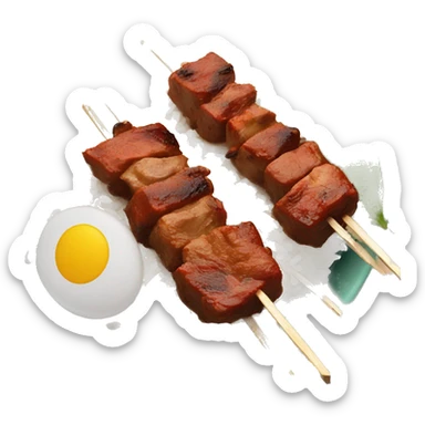 filipino meat skewer dish with white rice sticker
