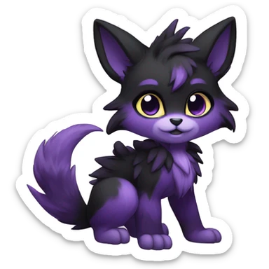 Anthro-Edgy-Cool-Black-Purple-Contrast-Colors-Fantasy-Fur-Sona-Chibi-Shiny-Fakémon-Hybrid full body sticker