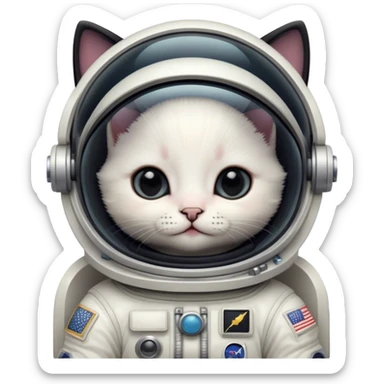 Black kitten astronaut  sticker