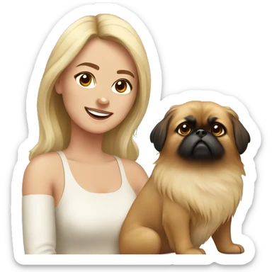 Women with Pekingese sticker