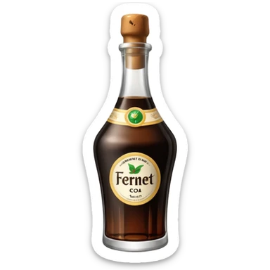 Fernet con coca sin limón,  sin sorbete. En vaso con forma de botella cortada  sticker