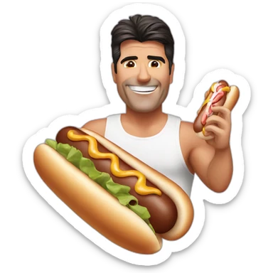 simon cowell eating a hot dog sticker