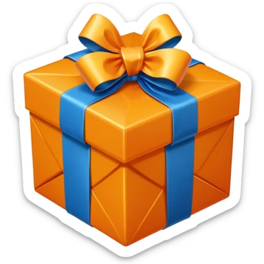 orange diamond gift box with blue ribbon sticker