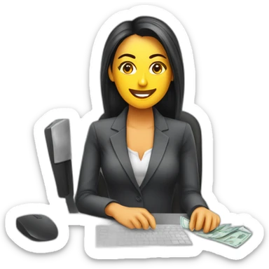 Mujer sexy trabajando en una oficina bancaria sticker