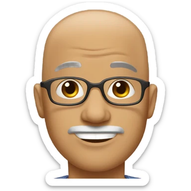 Bald tan man with glasses ￼ sticker
