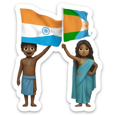 Somali and Indian mix holding somali and India flag sticker