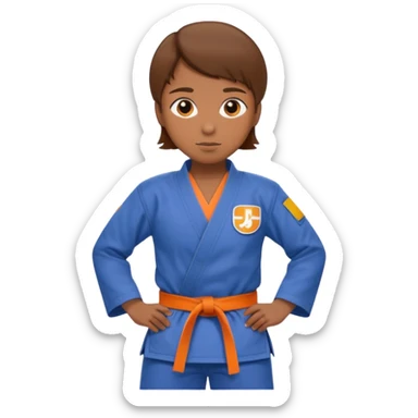 judoka cheveux brun avec ceinture orange sticker