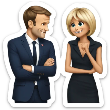 Emmanuel Macron et Brigitte Macron qui s’embrassent sticker