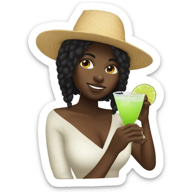 Black girl drinking a margarita sticker