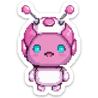 Majin Buu from Dragon Ball Z, pink round character, antenna on head, cute facial expression sticker