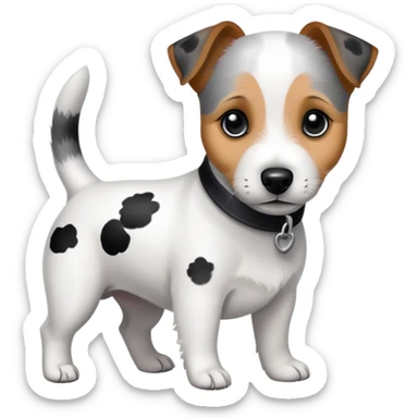 Perro jack Russell terrier blanco con manchas grises y negras   sticker