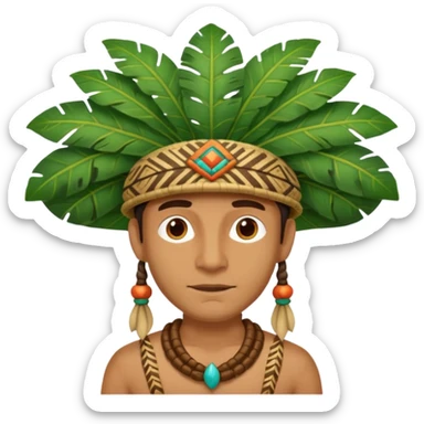 an surveyor man wearing a large leaf tribal hat sticker