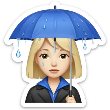 People getting wet (umbrella, dripping hair) sticker