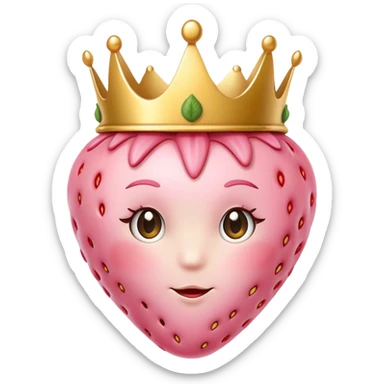soft pink strawberry with cute face and crown sticker