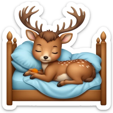 Cute deer sleeping in bed sticker