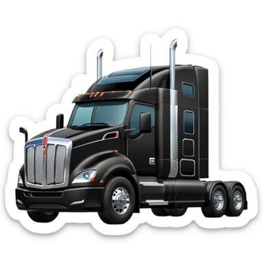2026 Black Kenworth T680 Flat Top Semi Sleeper longer cab with stacks make realistic sticker