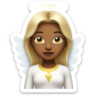Peruvian female with angel wings, and a halo sticker