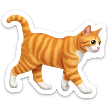 orange cat walking to the right sticker