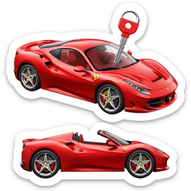 red Ferrari key with a red background sticker