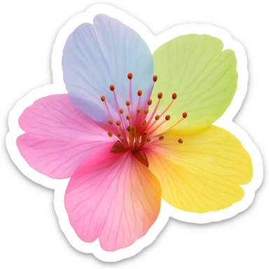 show  one rainbow cherry blossom without a stem , remove background sticker
