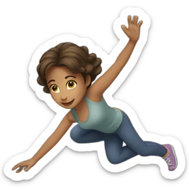 Girl reaching do thing on the floor sticker