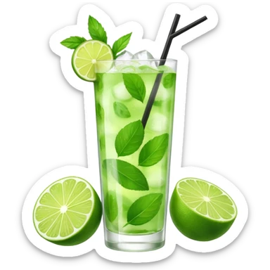 Mojito – tall glass with lime, mint leaves, and ice sticker