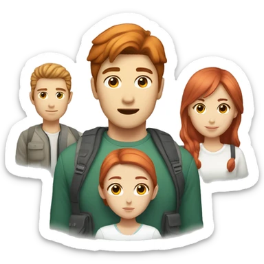 Korean male with Caucasian female who has red hair and a teenage girl sticker