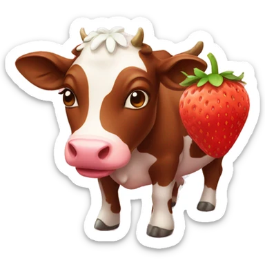 strawberry cow sticker