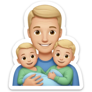 white man with three babies sticker
