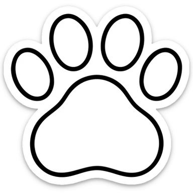 Simple pawprint with pads, animal paw print sticker