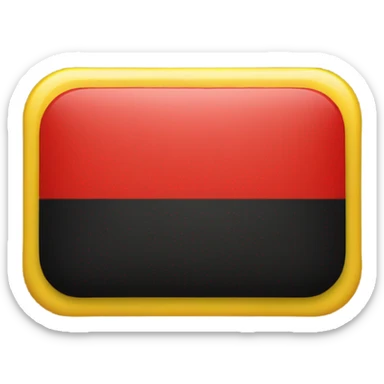 a black and red rectangle with a medium-sized yellow circle in the middle". sticker