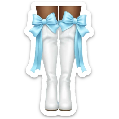 White thigh high boots with baby blue bows sticker