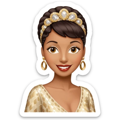 Josephine Baker with dark brown hair, cream sequin outfit sticker