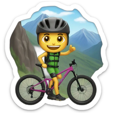 mountain biker with happy Birthday sign sticker