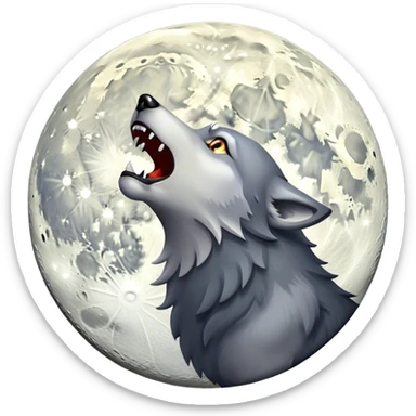Full Moon with Howling Wolf sticker