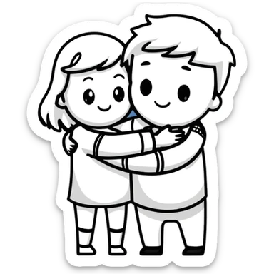 hugging couple sticker