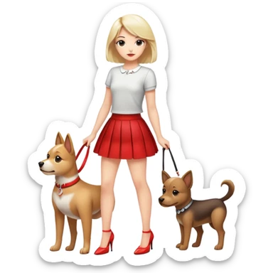 Girl dressed like a dog and in short skirt and short top and heels sticker