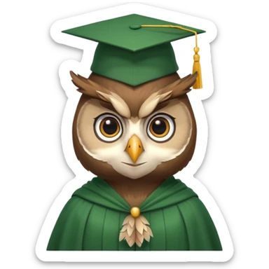 owl professor in green cloak graduation sticker