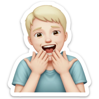 Person choking themselves with their hands and laughing sticker