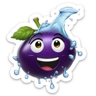 Aubergine splashing water sticker