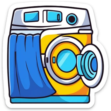 colorful laundry hanging on a line blowing in a summer breeze sticker