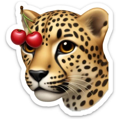 cherries with cheetah print  sticker