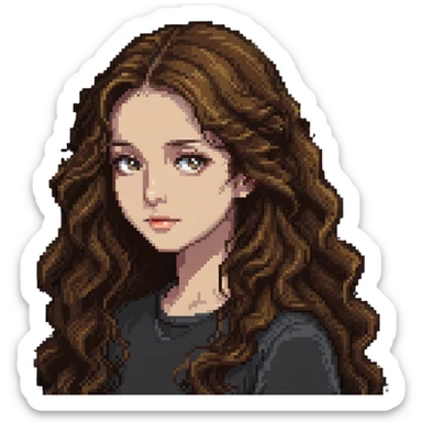 A girl with long, wavy brown hair sticker