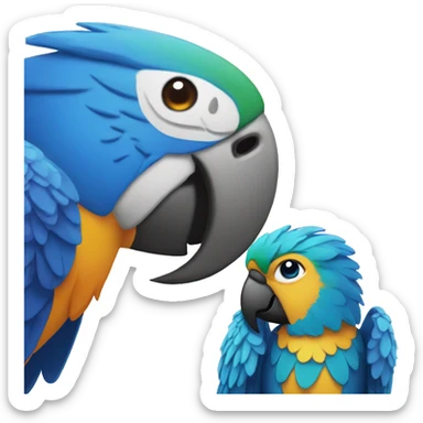 close up view of blue parrot to the left sticker