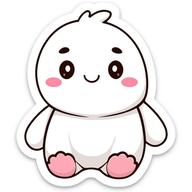 A cute plush toy with a cheerful face sticker