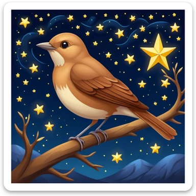 nightingale against starry night sky sticker