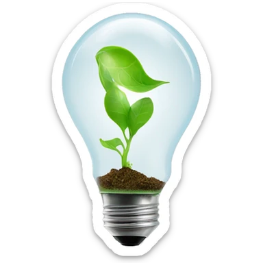 a plant sprout inside an idea lightbulb sticker