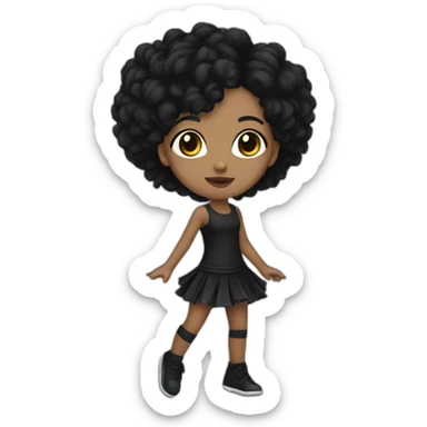 AfroCarribean-goth-girl-with-black-hair-and-brown-eyes--dancing sticker